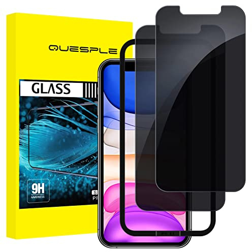 QUESPLE [2 Pezzi] Privacy Pellicola Protettiva per iPhone 11/ XR 6,1 Pollici, Anti Spy in Vetro Temperato con Strumenti di Installazione, Protezione Privacy/Durezza 9H/ Ultra Resistente