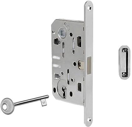 bricoleva.it Serratura Porta Interna, Blocco Chiusura per Porta, Serrature Porte con o senza Chiave (Serratura Mediana Magnetica, Cromo Satinato)