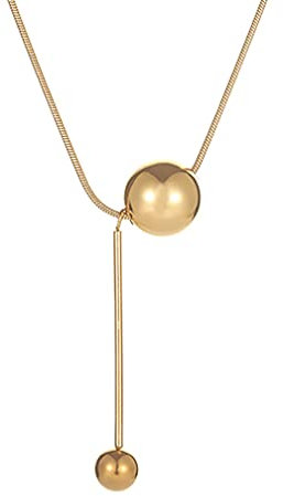 YAHOYA Stainless Steel Gold Color Large Ball Long Pendant Necklace For Women Girls Neck Chain Jewelry Gifts