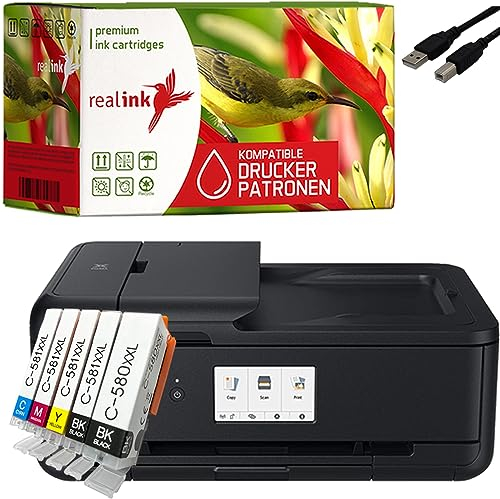 realink Bundle TS9550a Drucker (A3 mit Scanner und Kopierer) mit 5 XXL Druckerpatronen