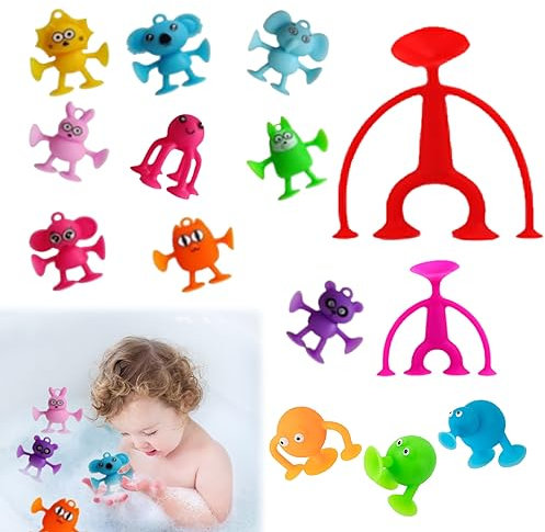 KAYEF 14pcs juguetes con ventosa para niños, juguetes para la bañera, juguetes de baño para niños, juguetes con ventosa, juguetes con ventosa para niños y niñas