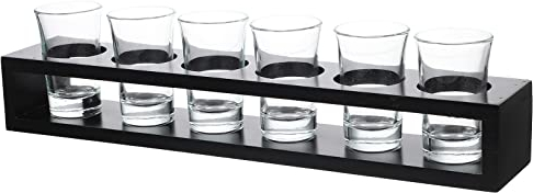 OSKOE Juego de Vasos de chupito, Bandeja de Muestra de Vuelo de Cerveza Artesanal de Madera, Juego de Servicio, Soporte de Bandeja de Vaso de chupito con Vasos