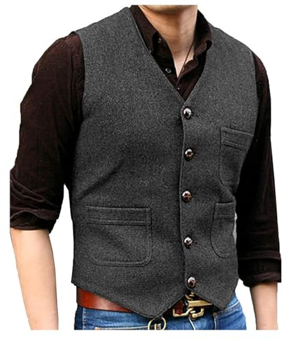 Solovedress Mens Vintage Classic Wolle Anzugweste Formale Regular Fit Weste Anzug Weste für Hochzeit Groomsmen