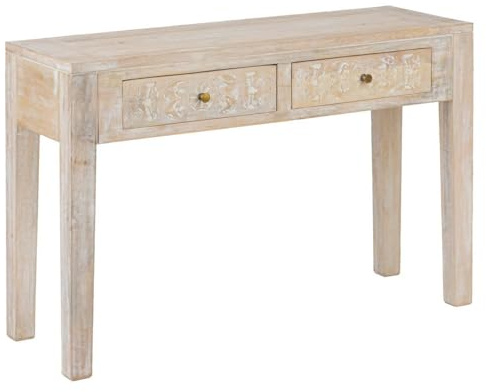 Atmosphera – Shirel Konsolentisch aus geschnitztem Mangoholz, 2 Schubladen – B 120 cm, Bohème-Stil – Aufbewahrungsmöbel für Flur, Wohnzimmer, Schlafzimmer