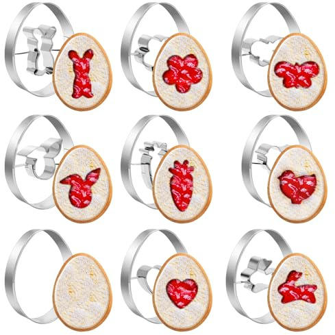 Ausstechförmchen Ostern, 9 Stück Oster Ausstecher Set, Plätzchen Ausstecher Ostern, Ausstechform｜Ausstecher Hase｜Keksausstecher Ostern, Ideales