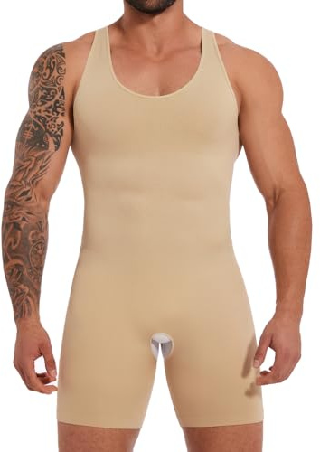 SLIMBELLE Shapewear Men's Undershirts Tummy Control Full Body Shaper Men's Underwear Bodysuit Seamless Lightweight Shaping Tank Top