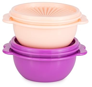 Tupperware Sonnenschüssel 400 ml lila + 400 ml lachs Servierschüssel Müslischüssel Schüssel+ magnet