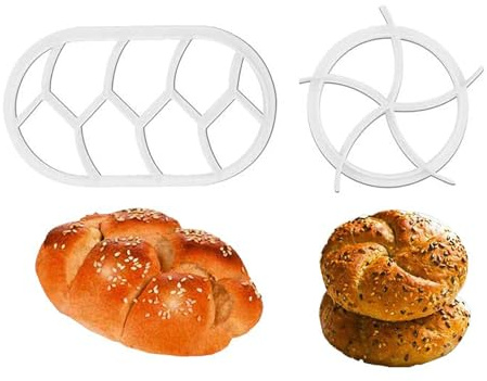 Set med bröddegpressning, 2 st, runda, ovala brödformer, bakning, brödrullar, form i plast, bakverk, deg, kexpress, rullar, bakform för baktillbehör