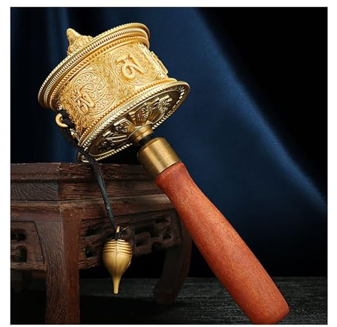 Tibetische Gebetsmühle, Buddhismus-Produkte, Handgebetsmühle, buddhistische Gebetsmühle, Kuan-Yin-Sutra-Nning-Zylinder, geräuschloser Holzgriff, handgekurbelte Gebetsmühle, sechs Worte der Wahrheit