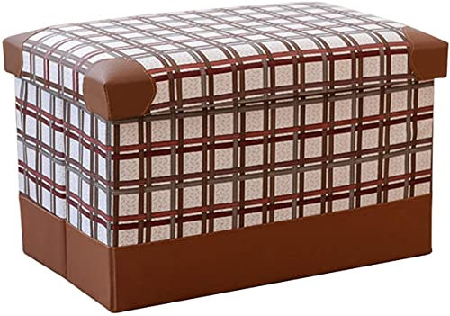 Fußstütze Ottoman Eingang Aufbewahrungsbank Faltbarer Leder Aufbewahrungshocker Fußhocker Lagerung Ottomans Aufbewahrungsbox 48Cm Aufbewahrungshocker/Braunes Gitter/48 * 31 * 31Cm