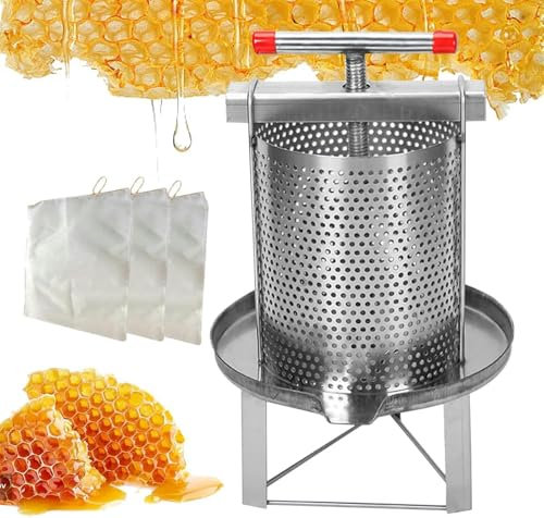 AFLEPCBRQ Edelstahl Honigextraktor, Manuelle Honigextraktor, Bienenausrüstung, Honigpresse, Honigsammelwerkzeug, Bienenzucht Honigextraktor, Spinnmaschine