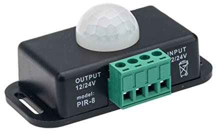 KONTONTY Détecteur de Mouvement 12 V Minuterie Réglable 1-10, Angle de Détection 120°, pour Éclairage sous Meuble et Sécurité Intérieure