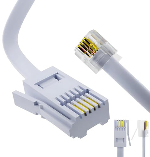 BT Telephone to RJ11 Cable, 4 Pin Wire 6P4C ADSL Modem Landline Phone Cord, RJ11 Male Extension Lead, BT Plug to RJ11 Male Broadband Cable for Landline, Modem, Fax, Dial-up & more (2 meter)