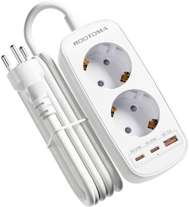Reiseadapter Thailand 2-Fach mit PD20W USB Schnellladung | 1,5M Typ O Steckdosenadapter für Thailand