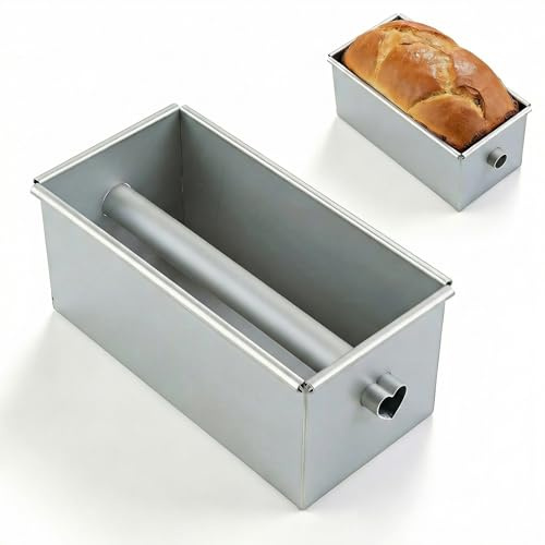 Food Safe Aluminium Alloy Bread Loaf Pan with Center Tube, Non-Stick Loaf Tin, Flow Cake Mould for Baking Chocolate Cakes, Jellies, DIY Cake Tools, Long Cake Pan for All Your Baking Needs(C)
