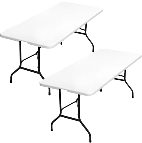 Luxirest Lot de 2 Table Pliante de Pique Nique 180x70x74cm Table de Jardin 8 Personnes pour Jardin Terrasse et Balcon (Lot de 2)