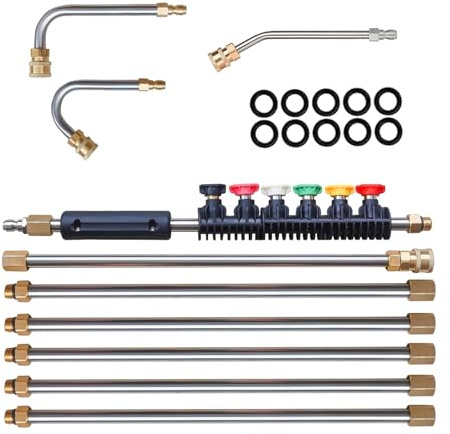 Outils De Nettoyeur De Gouttières À Partir Du Sol - Ensemble De Baguettes Télescopiques De Lave-glace, 4000psi 1/4 Pouce, Six Buses De Pulvérisation, Accessoires De Nettoyage De Gouttière Moulu Pour L