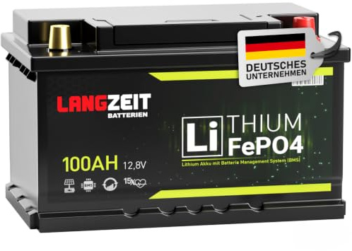 LANGZEIT LiFePO4 100Ah 12V Lithium Batterie DIN L3 Solarbatterie Wohnmobil