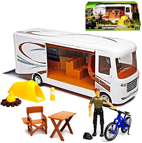 alles-meine.de GmbH Riesen Wohnmobile 35 cm mit Zubehör und Vordach 1/18 New Ray Modell Auto mit individiuellem Wunschkennzeichen