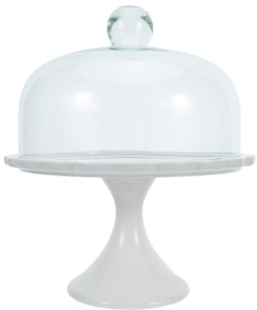 LOORGVEL Alzata per Torta Coperchio in Vetro, Piatto da Portata | Ceramica e Vetro, Design Semplice e Creativo, per Mantenere Cibo Pulito e Stabile