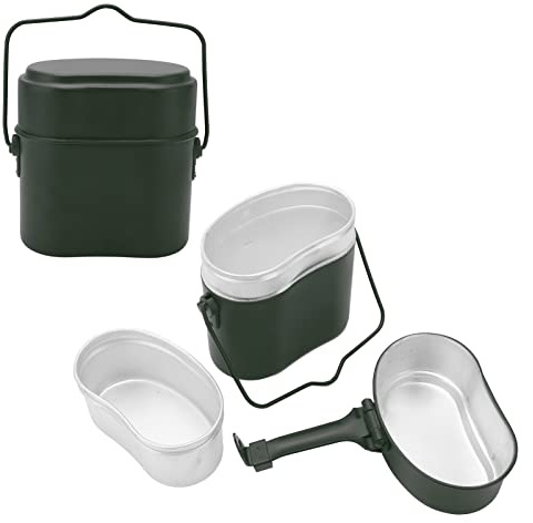Kit de Batterie Cuisine Camping, boîte à Lunch Multifonction Aluminium qualité Alimentaire, boîte à déjeuner résistante température 180 ℃, Camping avec poignée pour Cuisine Voyage