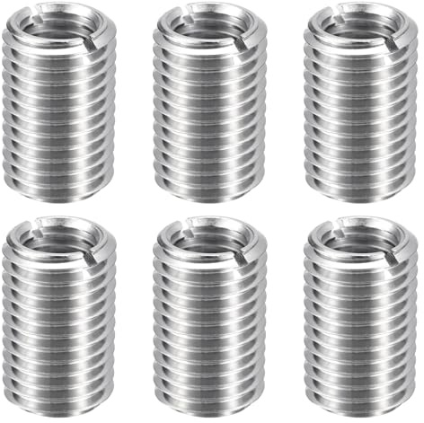 QUARKZMAN Gewindeeinsatz M16 auf M12 x 25mm Edelstahl 6 Stk | Reduziergewinde Metrische Selbstschneidende Gewindehülse Gewindeadapter für Möbel Reparatur DIY Mechanikbauteile