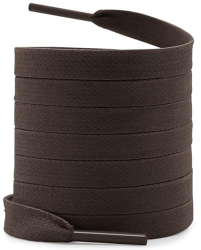 WEGOODZF Platta vaxade skosnören: 2 par 8 mm breda bomullsvax skosnören för stövlar, 10 Mörkbrun, 47 inch (120CM)