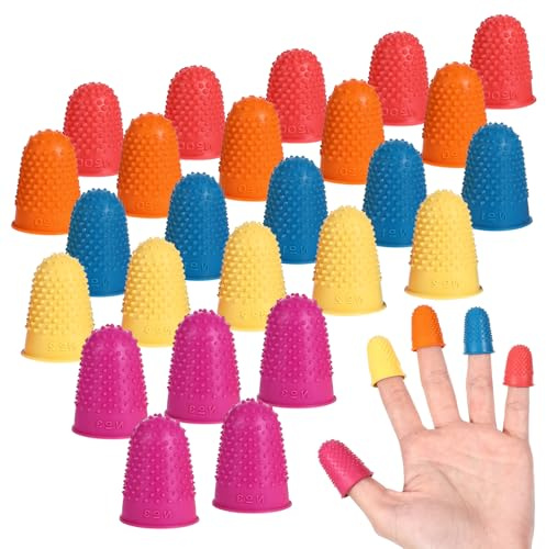 25 st fingerborgar i gummi för fingertoppskydd, 5 olika färger fingerskyddsskydd, återanvändbara fingerskydd fingerdynor grepp för pappersarbete