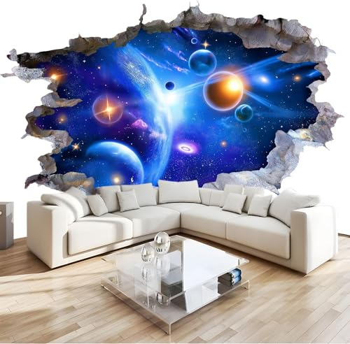 Vliestapete Blaue Galaxie Sternenhimmel Verträumt Abstrakt Wandbild für Küche Wohnzimmer Frauen Erwachsene Jugendliche - Vlies Fototapete - 350 x 256 (B x H)