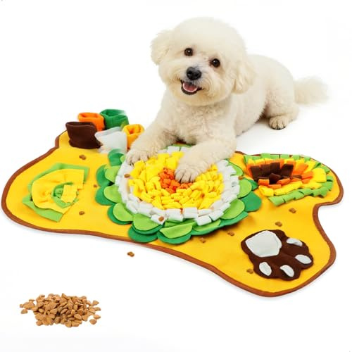 Schnüffelteppich Hund Groß, Schnüffelmatte Hund Futterschnüffel Futtermatte, Katzen Schnüffeldecke,Interaktives Hundespielzeug,Fördert die Natürliche Nahrungssuche und Stressabbau(64 * 43cm,Orange)