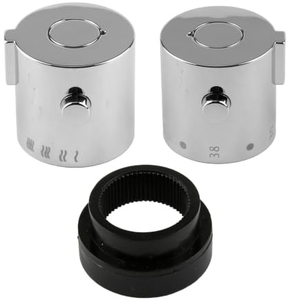 Lotsdonxia Chrome Shower Mixer Temperature Control Knob Set, Universal Fit Valve Cores, Precise Control Handle, Durable Design, Bathroom Upgrade