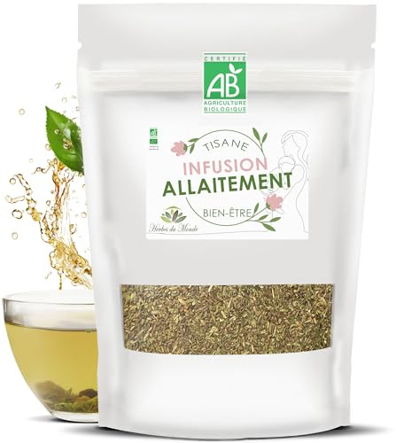 Herbes du Monde - Tisane Allaitement BIO 100g - L'Alliée des Mamans Allaitantes, Favorise Lactation, Infusion Organic Stimulant Mammaire Naturelle, Bien-être des Mamans Certifiée AB - 1 sachet