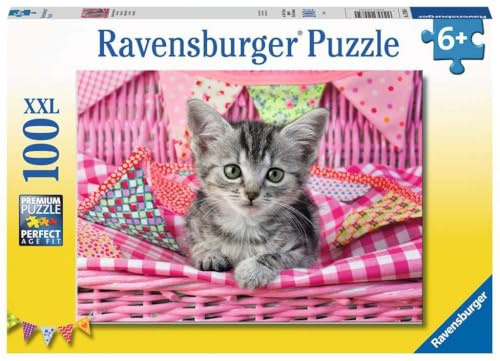 Ravensburger barnpussel - 12985 söt kattunge - djurpussel för barn från 6 år och uppåt, med 100 bitar i XXL-format