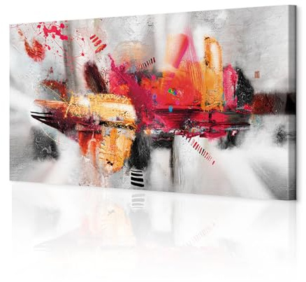 decomonkey Bilder Abstrakt 120x40 cm 1 Teilig Leinwandbilder Wandbild bunt | Strukturleinwand, Holzkeilrahmen, Bild auf Leinwand, Kunstdruck, Wanddeko, Wohnzimmer, Wanddekoration, Modern, wie gemalt