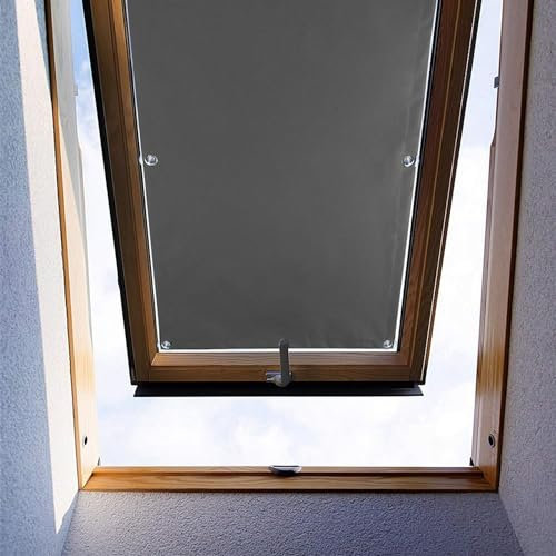 Ygann Dachfenster Rollo Thermo Sonnenschutz Verdunkelungsrollo für Dachfenster UV Schutz mit Saugnäpfe ohne Bohren ohne kleben (Grau,112x118cm)