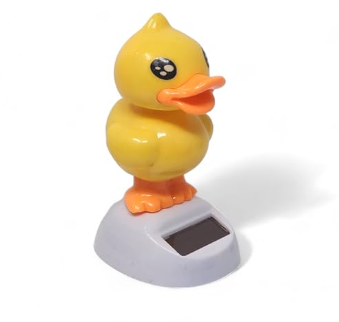 Starlet24 Quietscheente Solar Wackelfigur - Lustige Ente mit Klebepad, Niedliches Solarfigur Geschenk aus Kunststoff für Kinder und Erwachsene