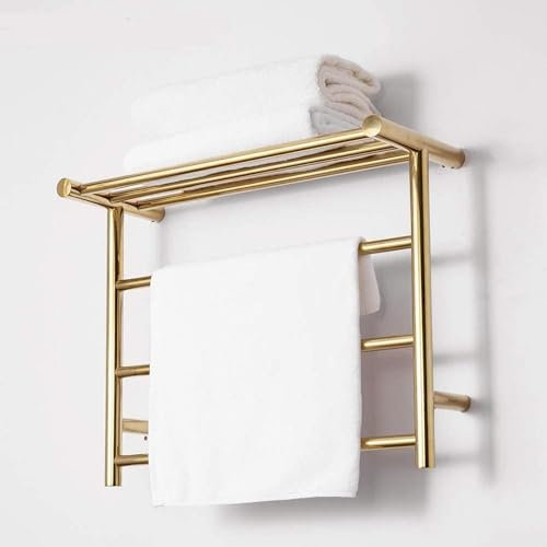 Electric Towel Warmer, Towel Warmer, Stainless Steel Heated Towel Radiator Wall-Mounted Electric Towel Rack with Shelf, for Bathroom, Plugin Heater Towel Rack for Bathroom Towel Warmers for Bathroom B