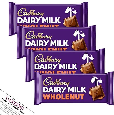 Milk WholeNut Chocolate Bar Bundle x 4 (4 x 120g, 480g Total) – Creamy Milk Chocolate with Crunchy Hazelnuts – Indulgent Treat for Sharing, Gifting & Snacking