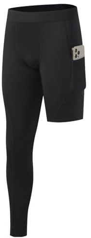 Towintec Pantaloni da Compressione a Gamba Singola da Uomo con Tasche | Sportivi,Calzamaglia da Corsa,Basket Traspirante,Asciugatura Rapida,Leggings da Allenamento,Fitness,Pantaloni a Gamba Singola