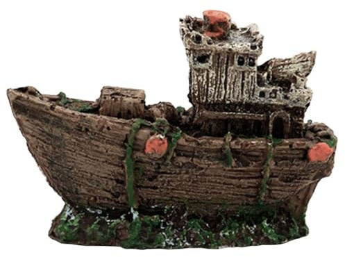 VICASKY Aquarium Deko Steine Baustein Groß Castle Fels Wasser Dekoration Garnelen Kühler Fisch Klein Schiff Garnele Harz Figur Mini Figuren Höhle Schildkröten Piratenschiff Miniteich Schwimmfiguren