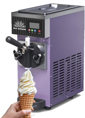 Máquina Helado Suave Un Solo Sabor,De Sobremesa,Producción 80-100 piezas/hora, Para El Hogar,Con Tolva De 2,5 L Y Cilindro De 1 L, Preenfriado Y Pantalla Lcd,Purple