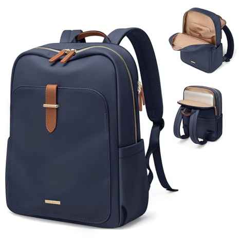 Golfkvalitet laptop-ryggsäck för kvinnor, vardagliga arbete affärer ryggsäckar handväska handbagage reseryggsäck, A-marinblå, 14 Inch