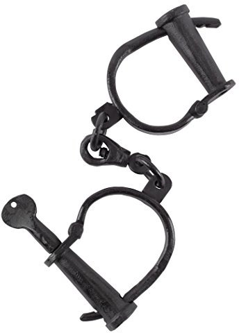 Battle-Merchant - Handschellen aus Stahl im Mittelalter-/ Kerker-Look mit Schlüssel - Für Erwachsene