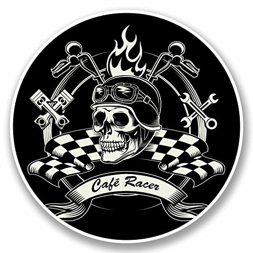 2 x 10cm Cafe Racer Vinyl Sticker Decal Tool Box Motorcycle Bike Biker #9760 (10cm Wide x 10cm High)
