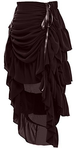 GRACEART Women's Victorian Steampunk Skirt Overskirt (XXL (Waist 28-42), Brown)