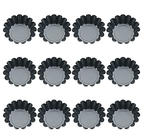 dgaf&bae 12 moldes para tartaletas, 6,5 cm, mini tarta, acero al carbono, color negro