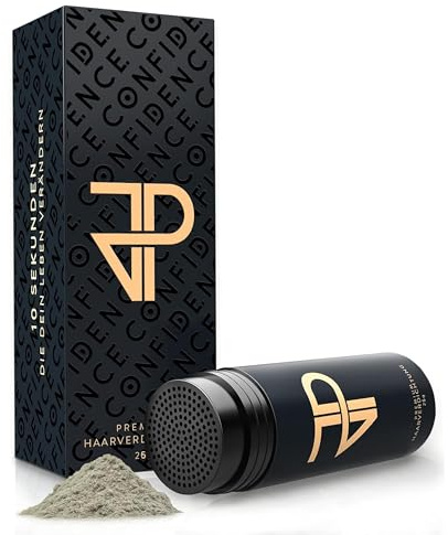 JP Confidence - Premium Streuhaar zur Haarverdichtung - Friseurqualität - 100% natürlich - Authentischer Look - für Männer & Frauen - Grau