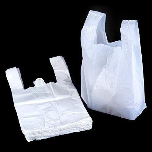 GRIPWELL 500 x starke, mittelgroße, weiße Kunststoff-Tragetaschen, 25,4 x 38,1 x 45,7 cm, Tragtasche