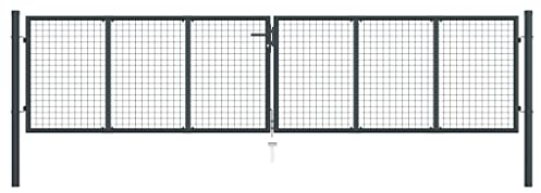 vidaXL Gitter-Gartentor Verzinkter Stahl 400 x 100 cm Grau