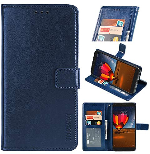 BellaCase Alcatel 1B 2020 Premium Leather Wallet Case [Card Slots] [Kickstand] [Magnetic Buckle] Flip Folio Cover for Alcatel 1B 2020 Smartphone(Dark blue)